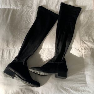 FOREVER 21 Black suede over the knee OTK flat boots size 7.5